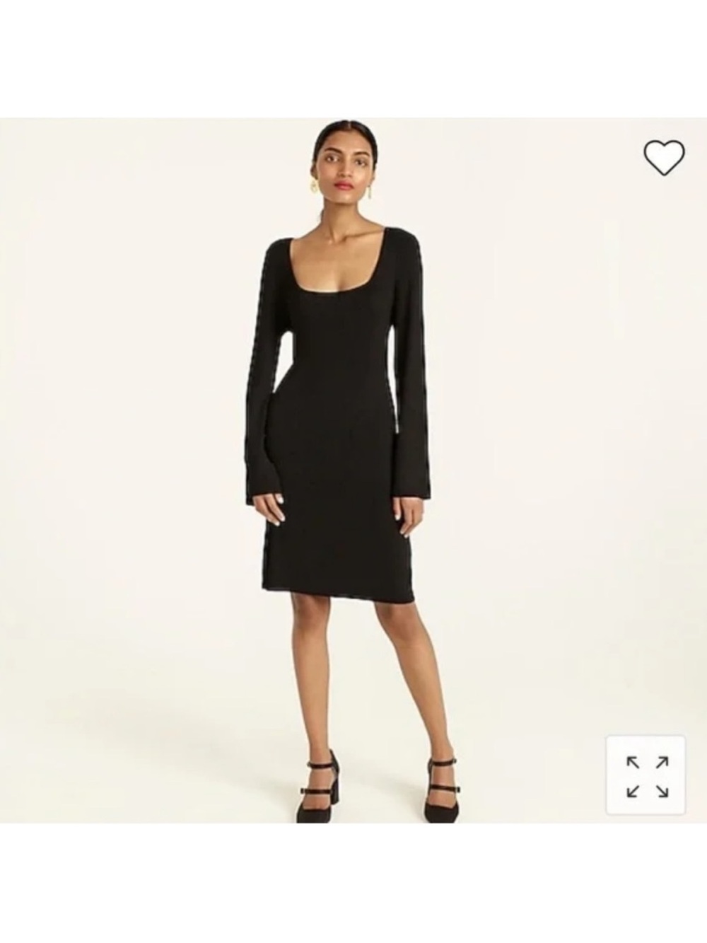 J. Crew Women’s Ribbed Squareneck Long Sleeve Midi Sweater Dress Black Large